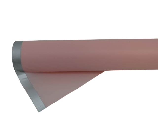 Folia florystyczna różowa ze srebrnym brzegiem 50cmx8m transparentna rolka HS9-S-01/50x8m