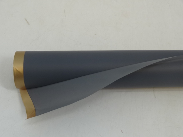 Folia florystyczna szara ze złotym brzegiem mleczna, transparentna 50cmx8m rolka HS9-G-15/50x8m