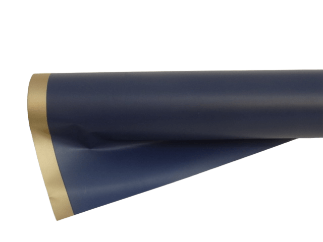Folia florystyczna granatowa ze złotym  brzegiem 50cmx8m rolka HS9-G-21/50x8m