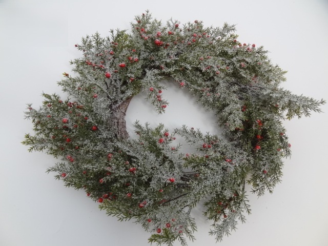 Wianek z czerwonymi kulkami 45cm BRS60-8603