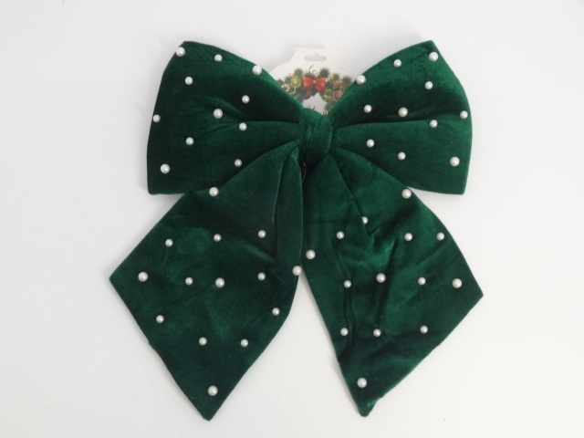 Kokarda welurowa 40x40cm zielona z perłami HJ-25-VIP206