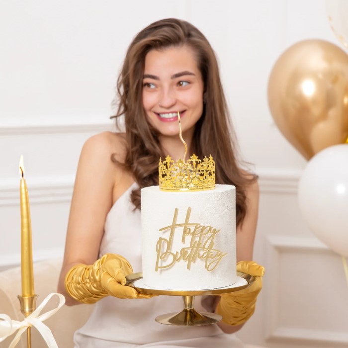 Korona złota na tort topper 10cm 168332