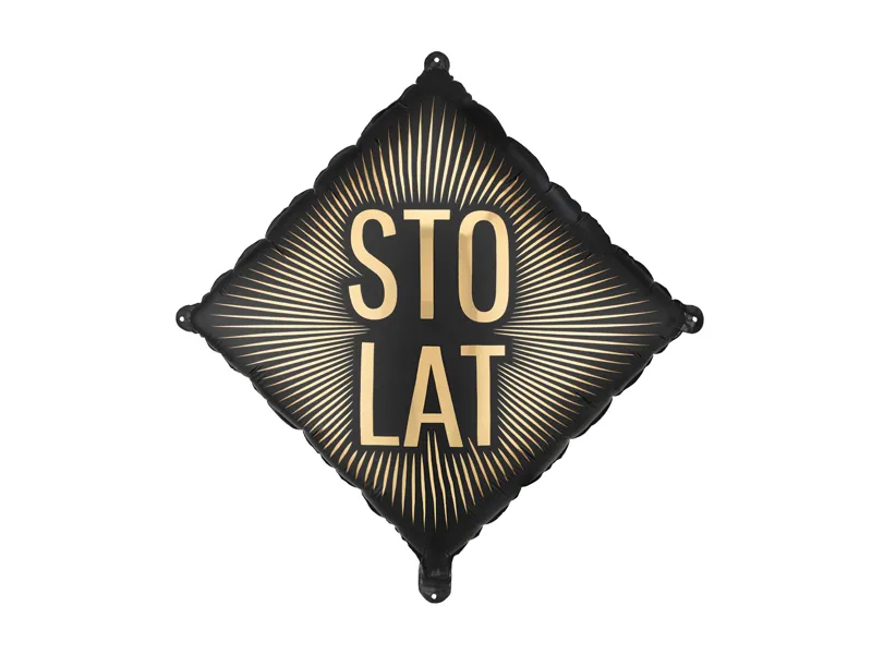 Balon foliowy kwadratowy Sto lat czarno-złoty 54cm FB363