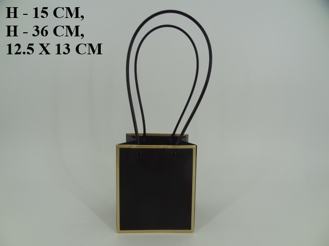 Torebka z uchwytem kwadrat czarno złota P7/Black-GOLD 15 cm wys.