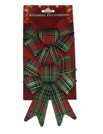 Kokardka w kratkę plastikowa 2 pak FY15187D