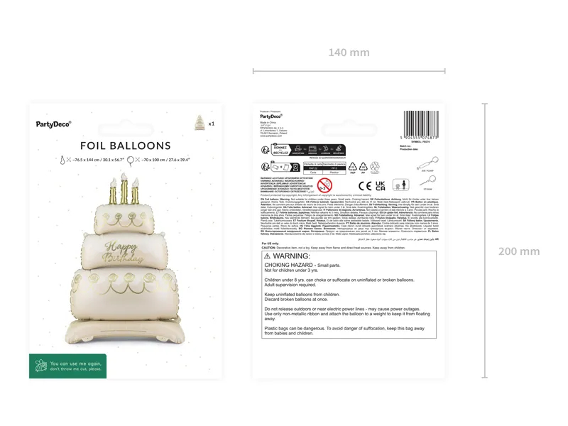 Balon foliowy stojący tort Happy Birthday FB374