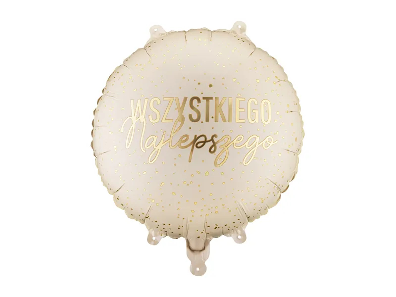 Balon foliowy okrągły kremowy Wszystkiego Najlepszego FB345