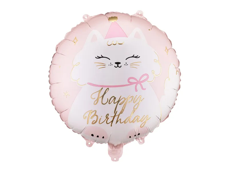 Balon foliowy okrągły kotek Happy Birthday FB361