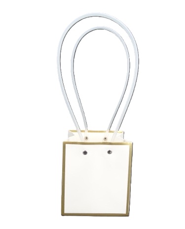 Torebka z uchwytem kwadrat biało złota P6/WHITE-GOLD  12 cm wys.