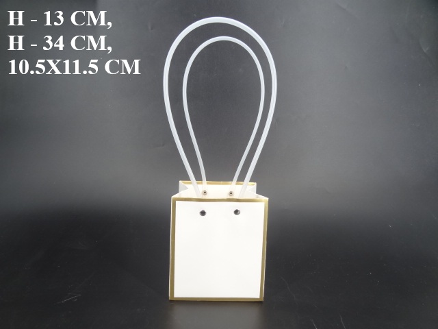 Torebka z uchwytem kwadrat biało złota P6/WHITE-GOLD  12 cm wys.