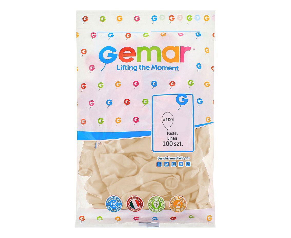 Balony Gemar 12" G110 106 pastelowe lniane 28-30cm 100szt