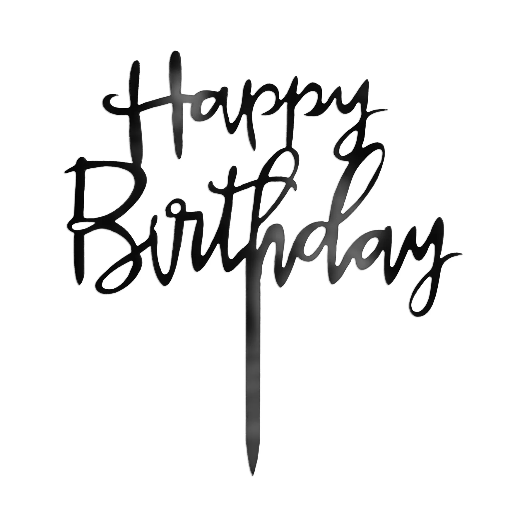 Topper Happy Birthday napis czarny 13cm  143742