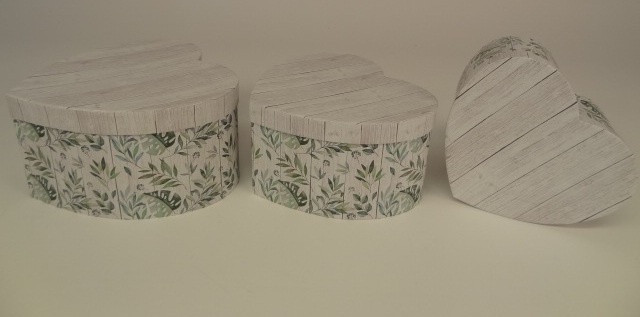 Pudełko flowerbox serce 3w1 W5772 liście Komunia Ślub 