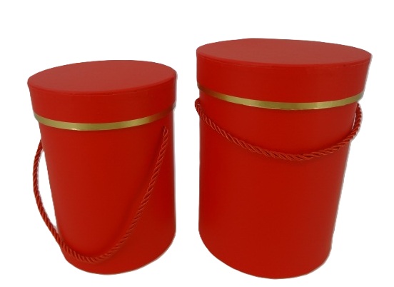 Pudełko flowerbox 2szt czerwony zestaw ze złota obwódką W7423/2 20x14cm i 18x12cm