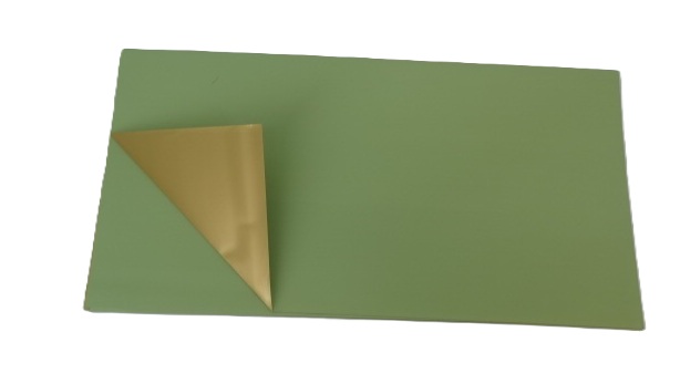 Folia florystyczna arkusz 58x58cm 20szt zielona pistacjowa - złota- dwustronna SJCZ-15