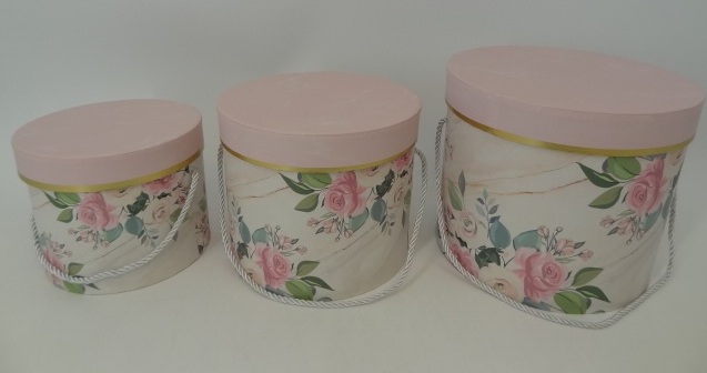 Pudełko flowerbox 3w1 W5627J okrągłe w róże i liście