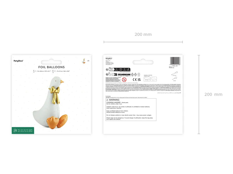 Balon foliowy gęś biała siedząca FB413