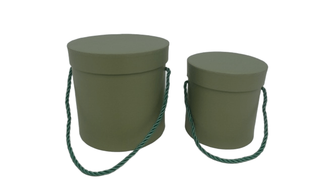 Pudełko flowerbox 2szt zielone oliwkowe zestaw W5070/2/954 15x15cm + 12x12cm