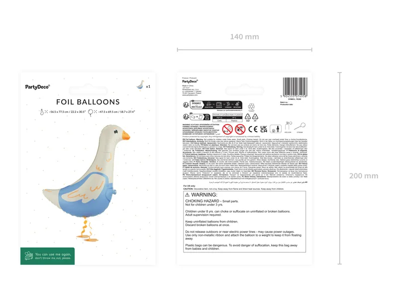 Balon foliowy gęś niebieska chodząca FB380