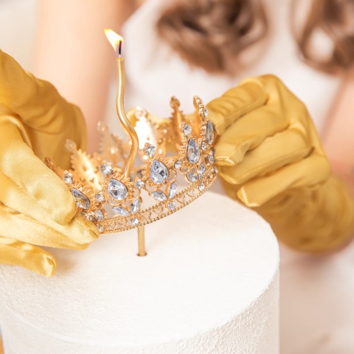 Korona metalowa złoto srebrna 10cm 168363