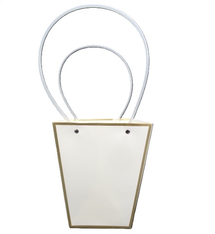 Torebka z uchwytem trapez biało złota P3/WHITE-GOLD 20 cm wys.