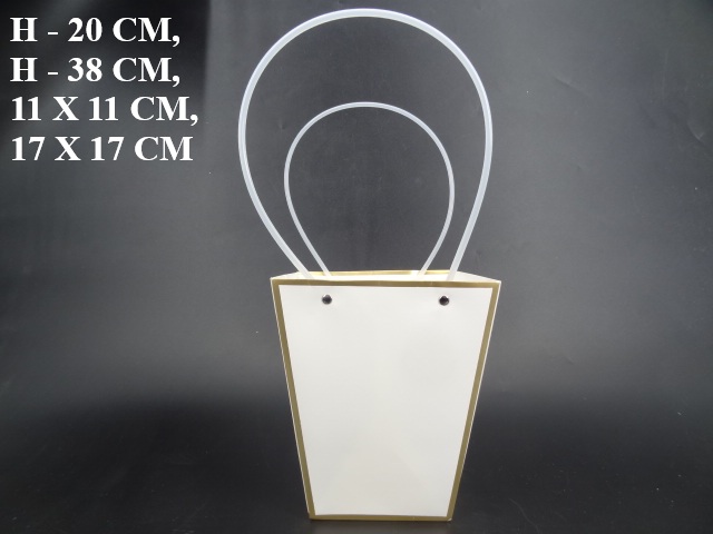 Torebka z uchwytem trapez biało złota P3/WHITE-GOLD 20 cm wys.