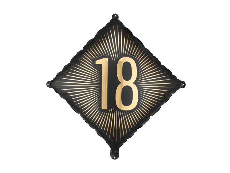 Balon foliowy kwadratowy 18 czarno-złota 54cm FB362-18