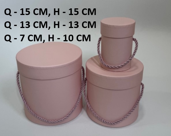 Pudełko flowerboks 3w1 różowy pudrowy 15x15cm 12x12cm 7x10cm W0144