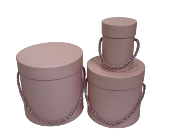 Pudełko flowerboks 3w1 różowy pudrowy 15x15cm 12x12cm 7x10cm W0144