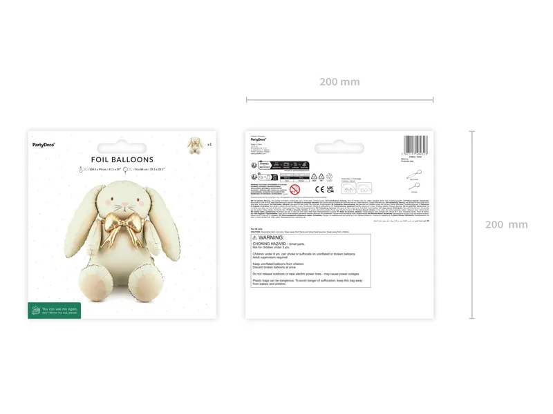 Balon foliowy zajączek siedzący duży beżowy PD