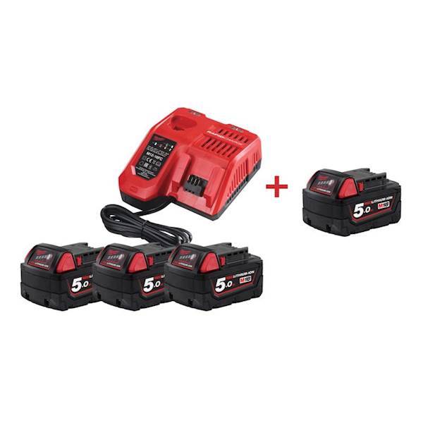 MILWAUKEE zestaw startowy M18 5AH 3+1 Gratis + Ładowarka