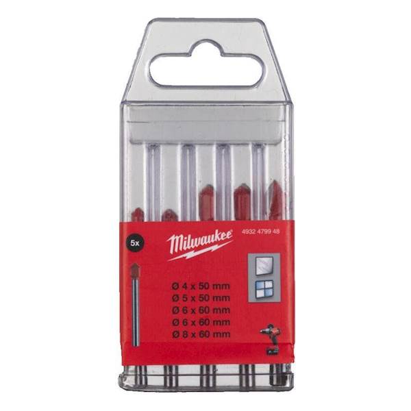 Zestaw wierteł do szkła i ceramiki, 4 - 8 mm (5 szt.)  MILWAUKEE 4932479948