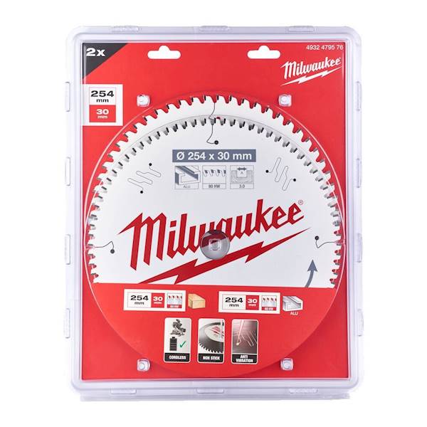 MILWAUKEE zestaw dwóch tarcz 254mm do drewna i aluminium