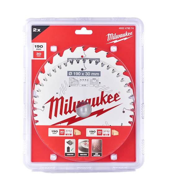MILWAUKEE Zestaw tarcz 190 x 30 mm Twin pack 24 i 48 zęby 2 szt.
