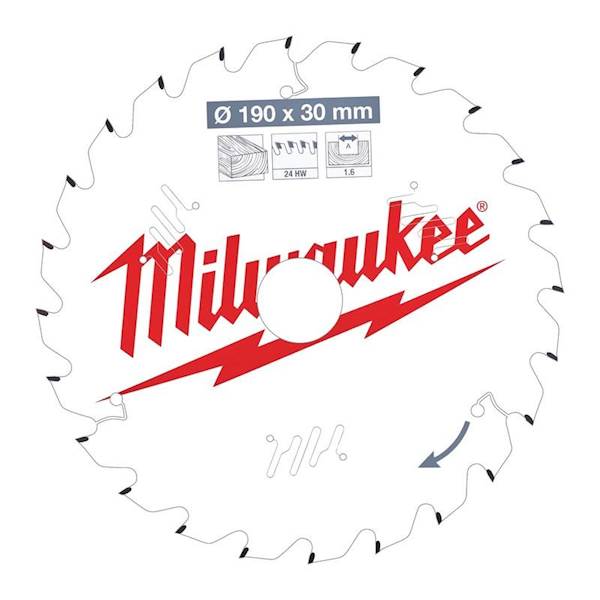 MILWAUKEE tarcza pilarska do drewna Ø 190 x 30 mm 24 zęby