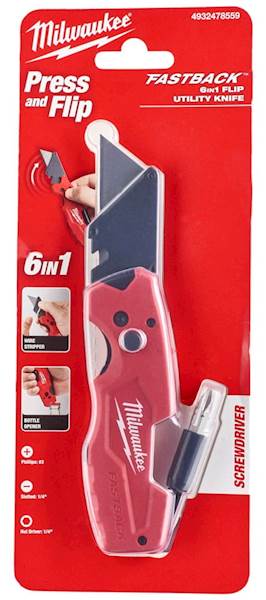 Nóż otwierany z ostrzem trapezowym 6 w 1 FASTBACK MILWAUKEE 4932478559
