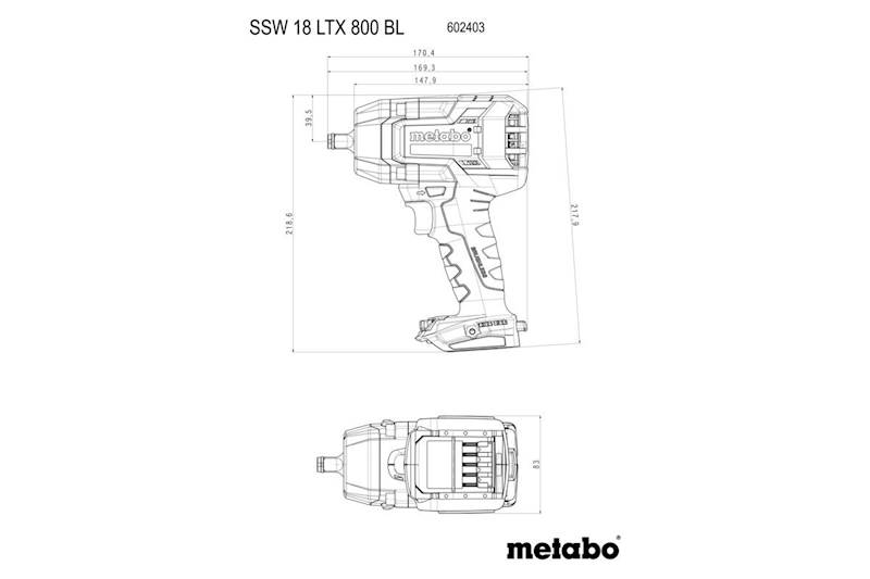 METABO klucz udarowy SSW 18 LTX 800 BL 602403660