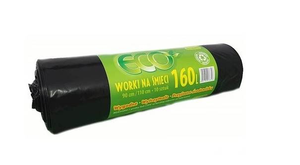 WORKI NA ŚMIECI  ECO 160L 10SZT LD CZARNE