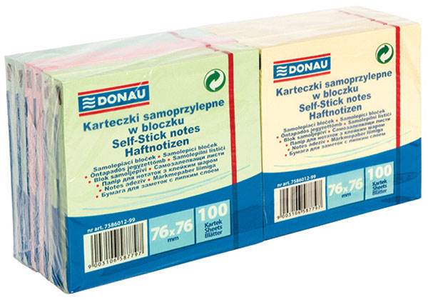 NOTES SAMOPRZYLEPNY DONAU 76X 76 12X100 MIX KOLOR