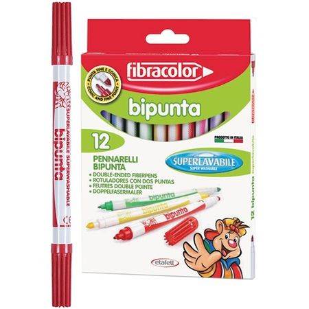 FLAMASTRY FIBRACOLOR 12 KOLORÓW DWUSTRONNE