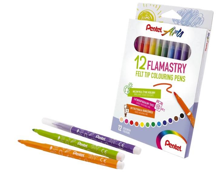 FLAMASTRY PENTEL SPIERALNE 12 KOLORÓW SCS2E-12