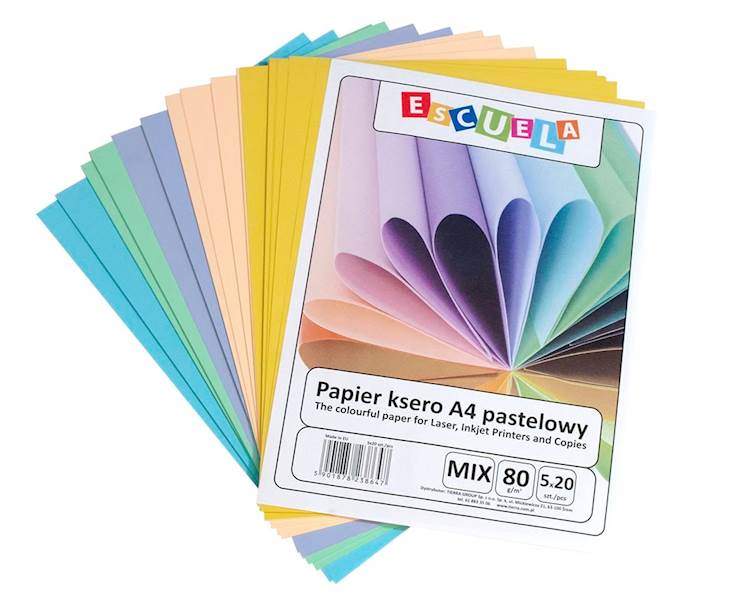 PAPIER KSERO KOLOR A4 MIX PASTELOWY 100ARK 80G