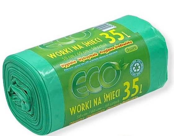 WORKI NA ŚMIECI  ECO 35L 50SZT LD ZIELONE 