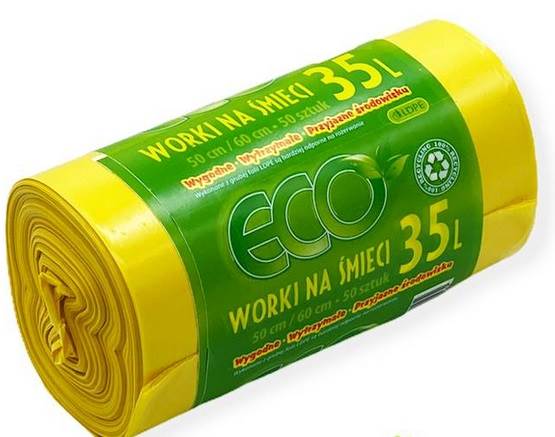 WORKI NA ŚMIECI ECO 35L 50SZT LD ŻÓŁTE