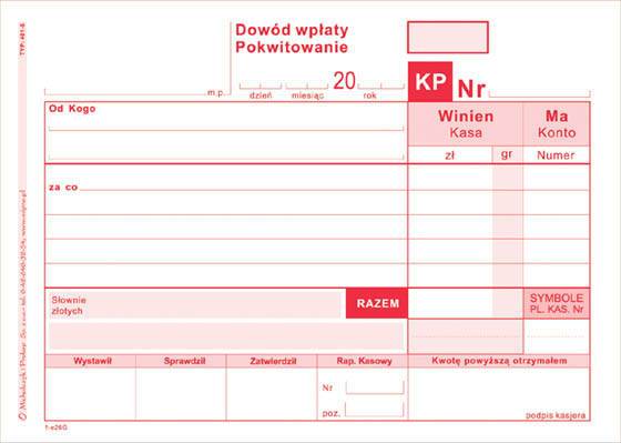 DRUK KP KASA PRZYJM 80 A6 MP 401-5