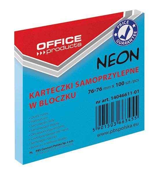 NOTES SAMOP.OFFICE 76X76MM NEON NIEBIESKI