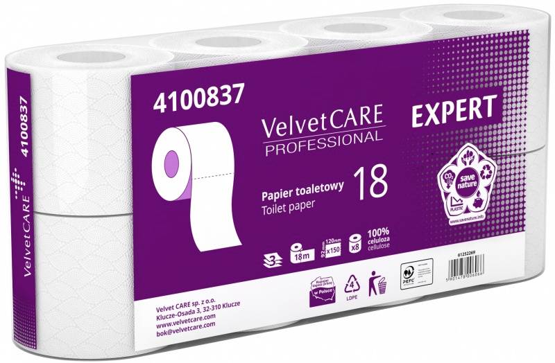 PAPIER TOALETOWY VELVET EXPERT  8 SZT BIAŁY 3W