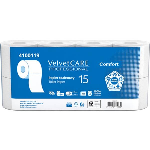 PAPIER TOALETOWY 8 ROLEK BIAŁY VELVET CARE 2W