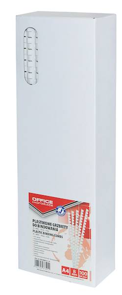 Grzbiety do bindowania A4  8mm białe 100 szt.