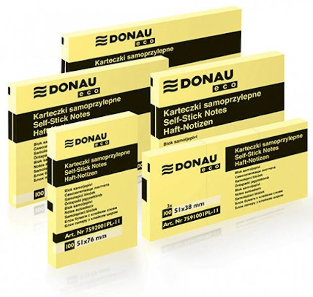 Bloczek samoprzylepny DONAU Eco, 38x51mm, 1x100 ka